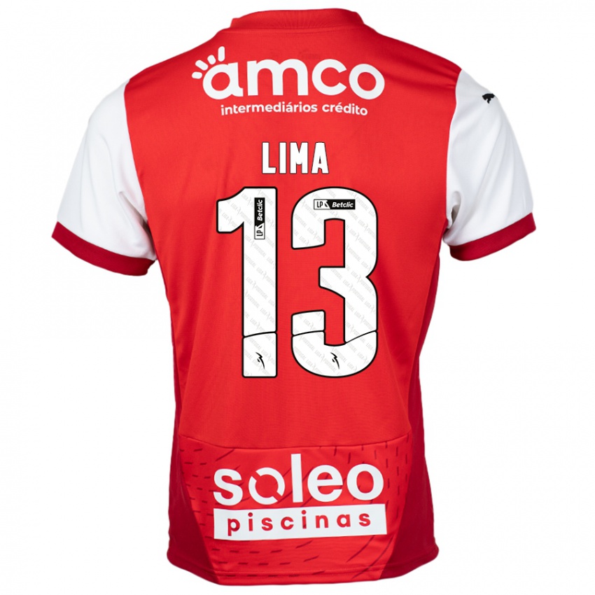 Criança Camisola Aline Lima #13 Vermelho Branco Principal 2024/25 Camisa