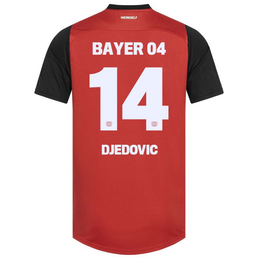 Criança Camisola Melis Djedovic #14 Vermelho Preto Principal 2024/25 Camisa