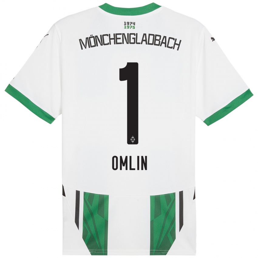 Criança Camisola Jonas Omlin #1 Verde Branco Principal 2024/25 Camisa