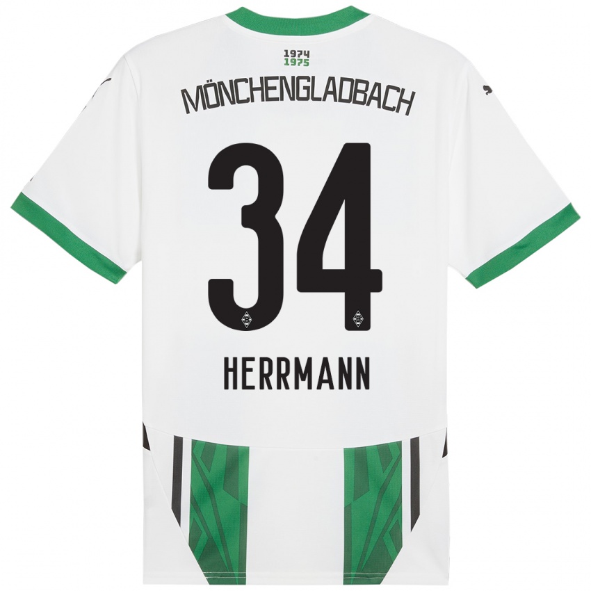 Criança Camisola Charles Herrmann #34 Verde Branco Principal 2024/25 Camisa