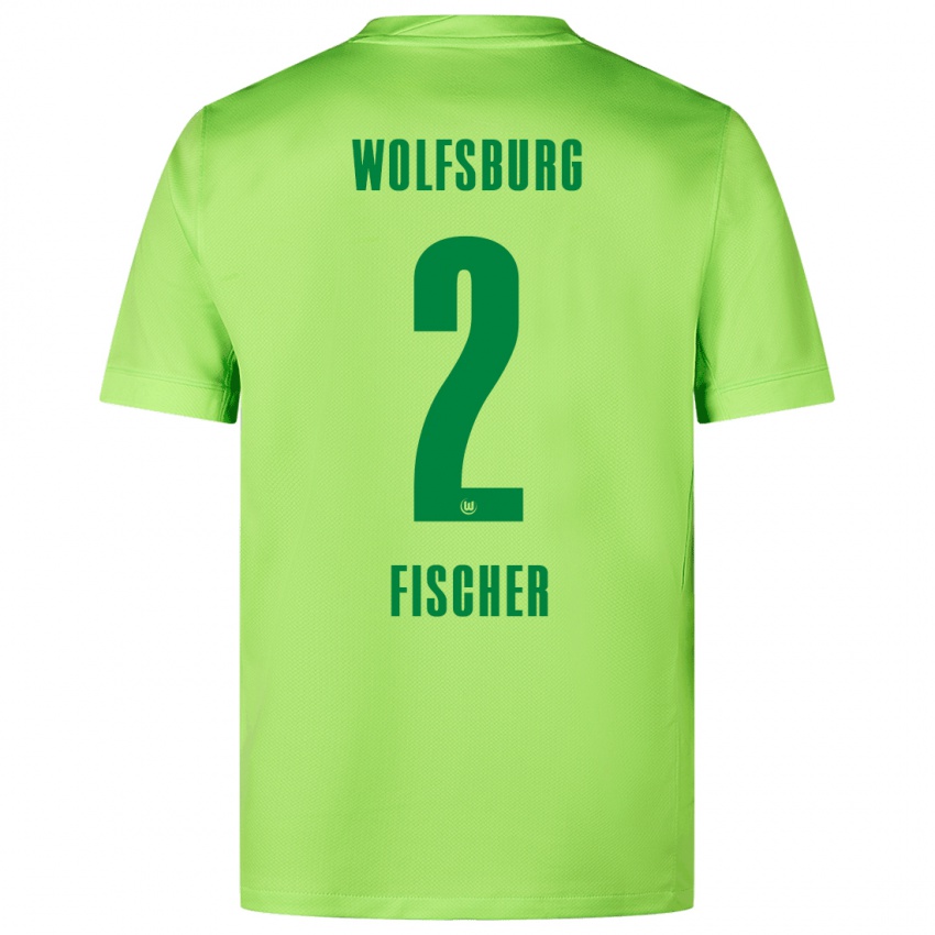 Criança Camisola Kilian Fischer #2 Verde Fluorescente Principal 2024/25 Camisa