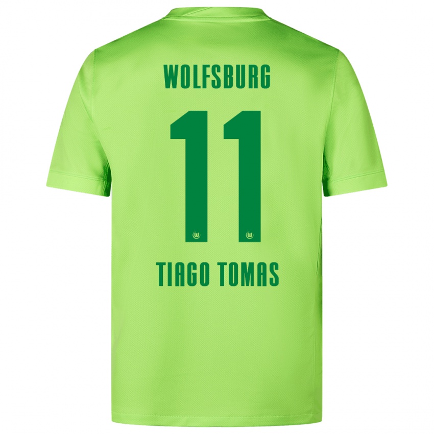 Criança Camisola Tiago Tomás #11 Verde Fluorescente Principal 2024/25 Camisa