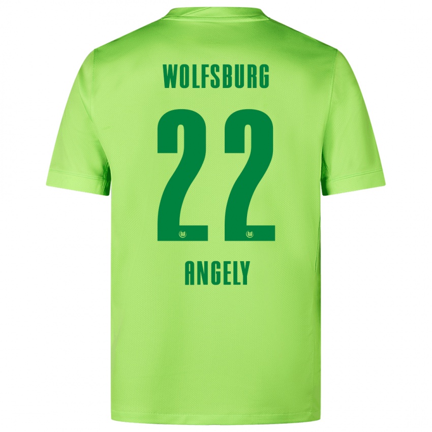 Criança Camisola Mathys Angély #22 Verde Fluorescente Principal 2024/25 Camisa