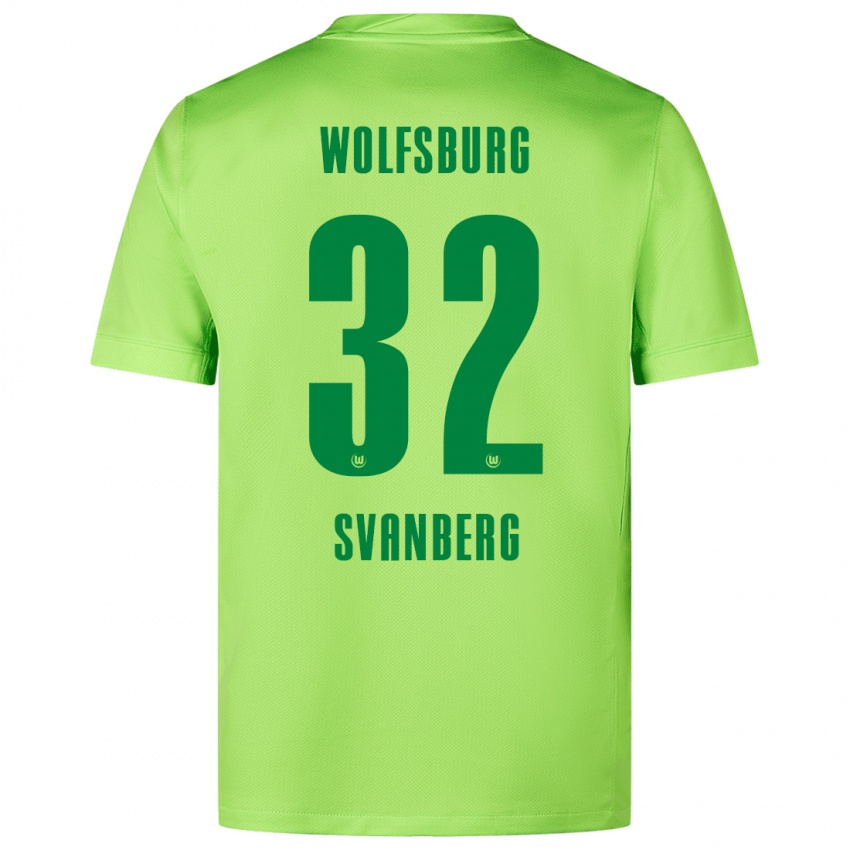 Criança Camisola Mattias Svanberg #32 Verde Fluorescente Principal 2024/25 Camisa