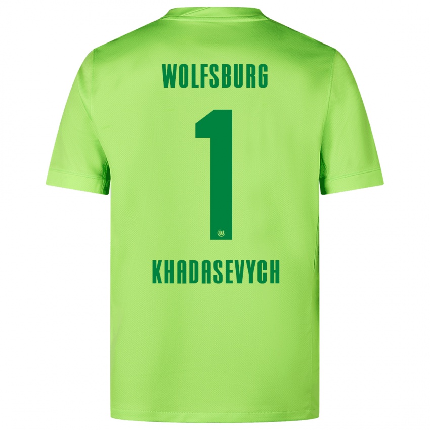 Criança Camisola Kyrylo Khadasevych #1 Verde Fluorescente Principal 2024/25 Camisa