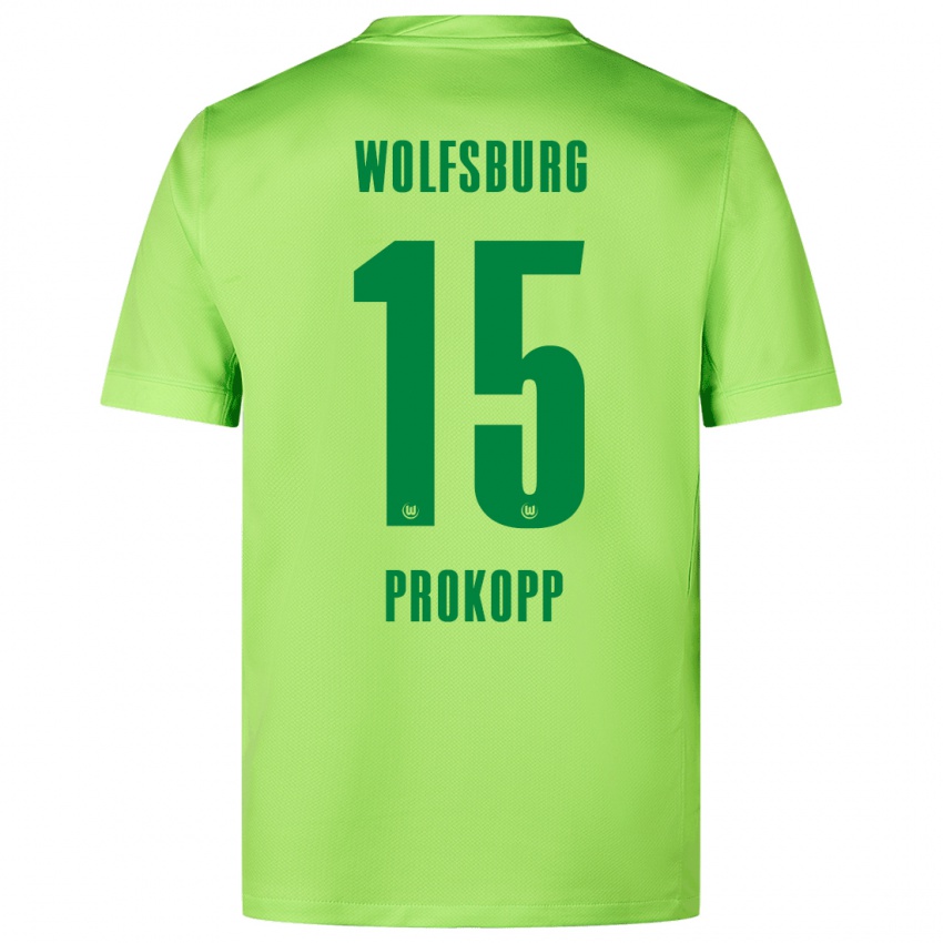 Criança Camisola Oskar Prokopp #15 Verde Fluorescente Principal 2024/25 Camisa