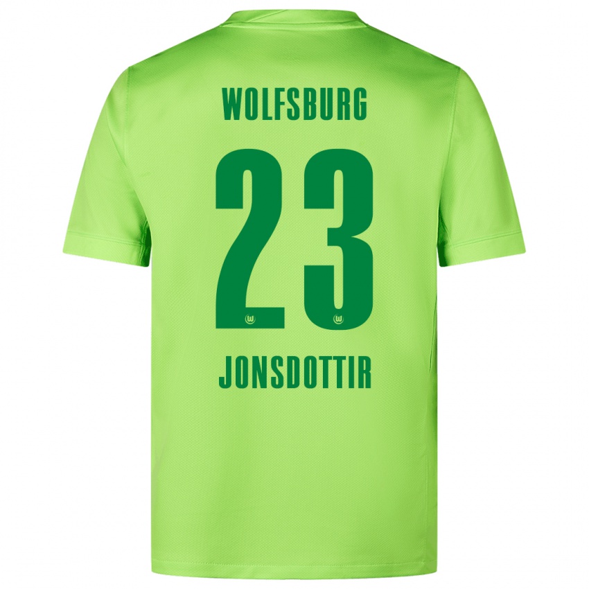 Criança Camisola Sveindís Jane Jónsdóttir #23 Verde Fluorescente Principal 2024/25 Camisa