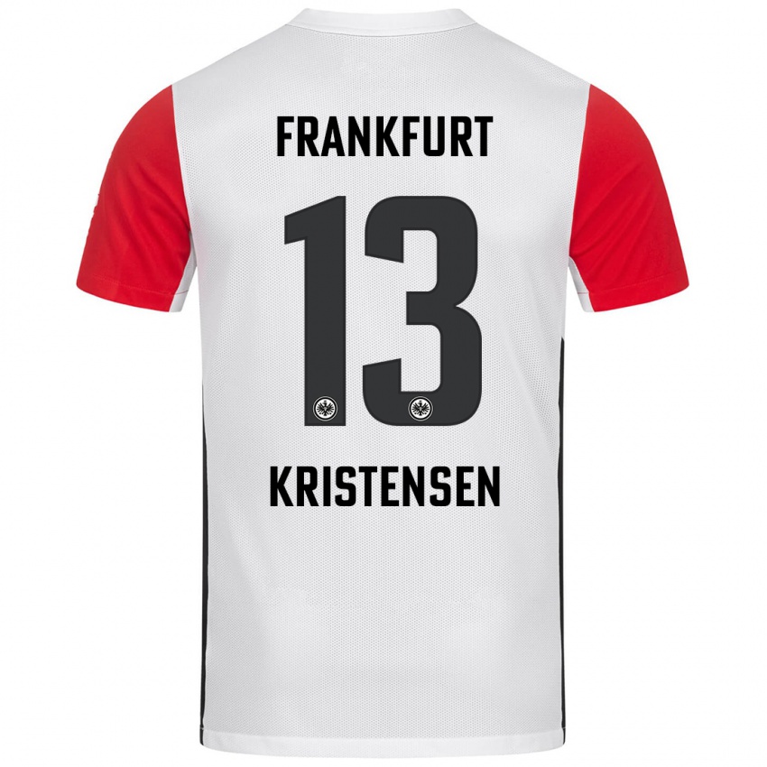 Criança Camisola Rasmus Kristensen #13 Branco Vermelho Principal 2024/25 Camisa