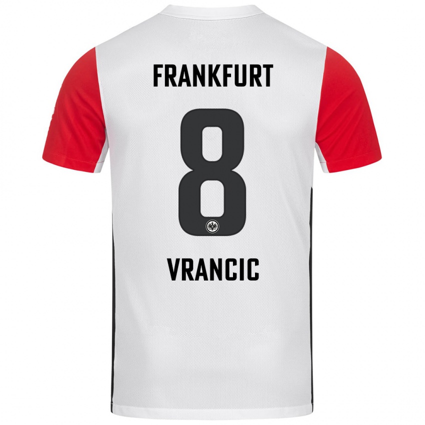 Criança Camisola Mario Vrancic #8 Branco Vermelho Principal 2024/25 Camisa