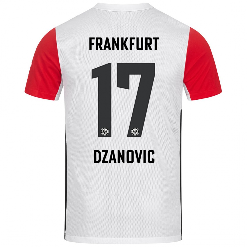 Criança Camisola Benjamin Dzanovic #17 Branco Vermelho Principal 2024/25 Camisa