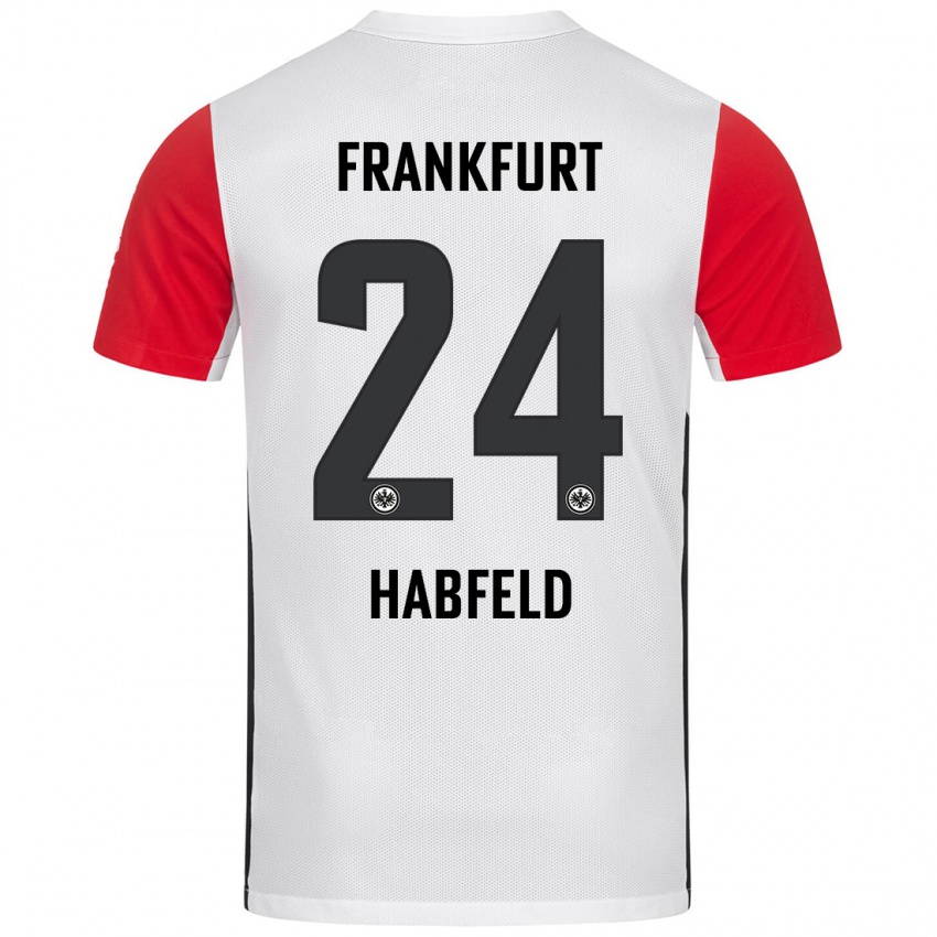 Criança Camisola Josef Haßfeld #24 Branco Vermelho Principal 2024/25 Camisa