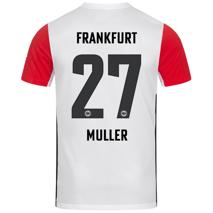 Criança Camisola Mark Müller #27 Branco Vermelho Principal 2024/25 Camisa