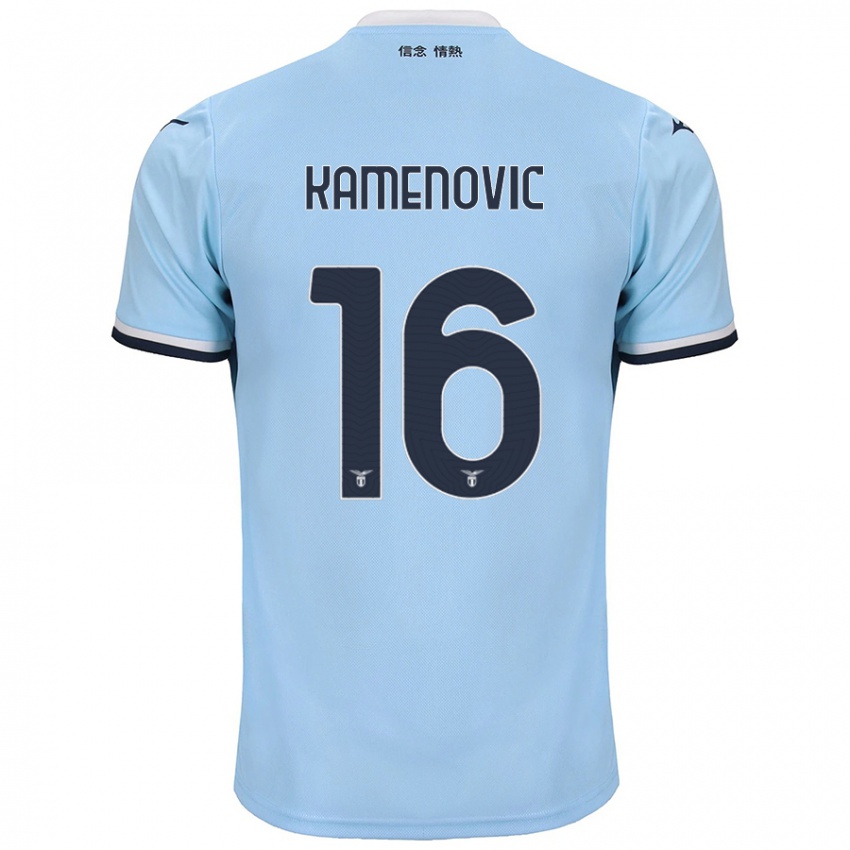 Criança Camisola Dimitrije Kamenović #16 Azul Principal 2024/25 Camisa