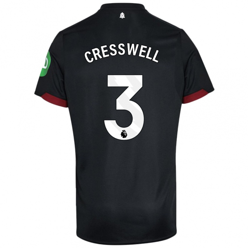 Criança Camisola Aaron Cresswell #3 Preto Branco Alternativa 2024/25 Camisa