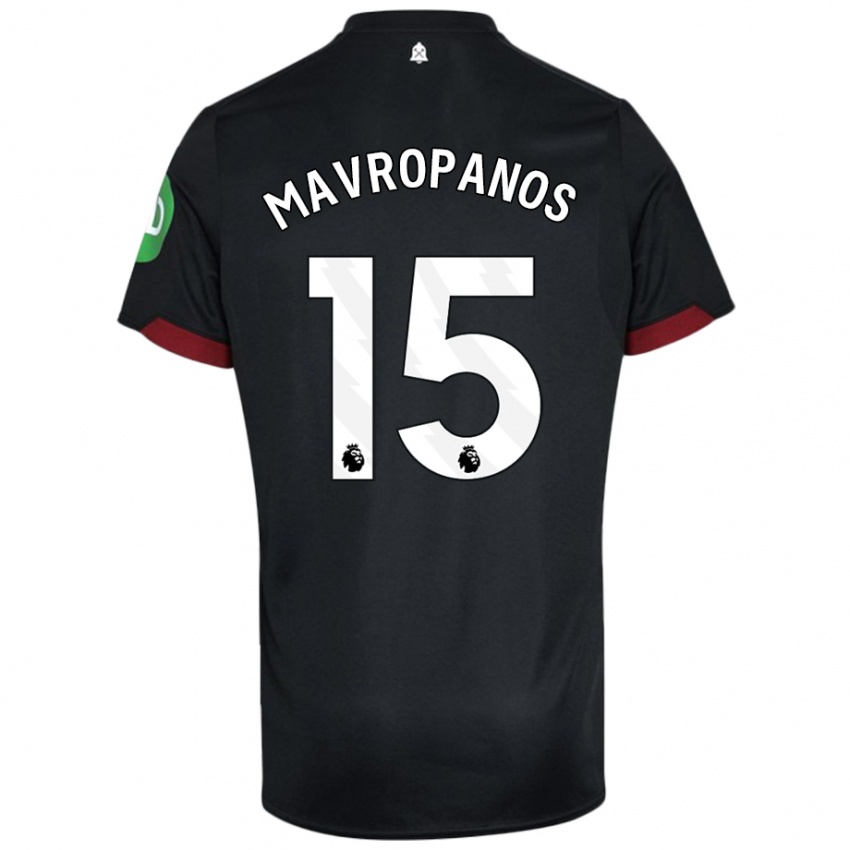 Criança Camisola Konstantinos Mavropanos #15 Preto Branco Alternativa 2024/25 Camisa