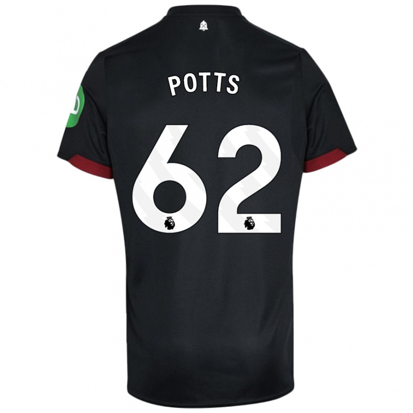 Criança Camisola Freddie Potts #62 Preto Branco Alternativa 2024/25 Camisa