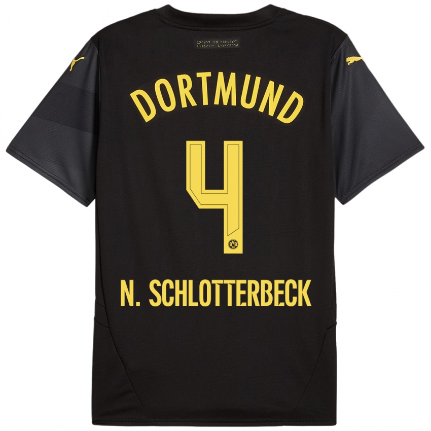 Criança Camisola Nico Schlotterbeck #4 Amarelo Preto Alternativa 2024/25 Camisa