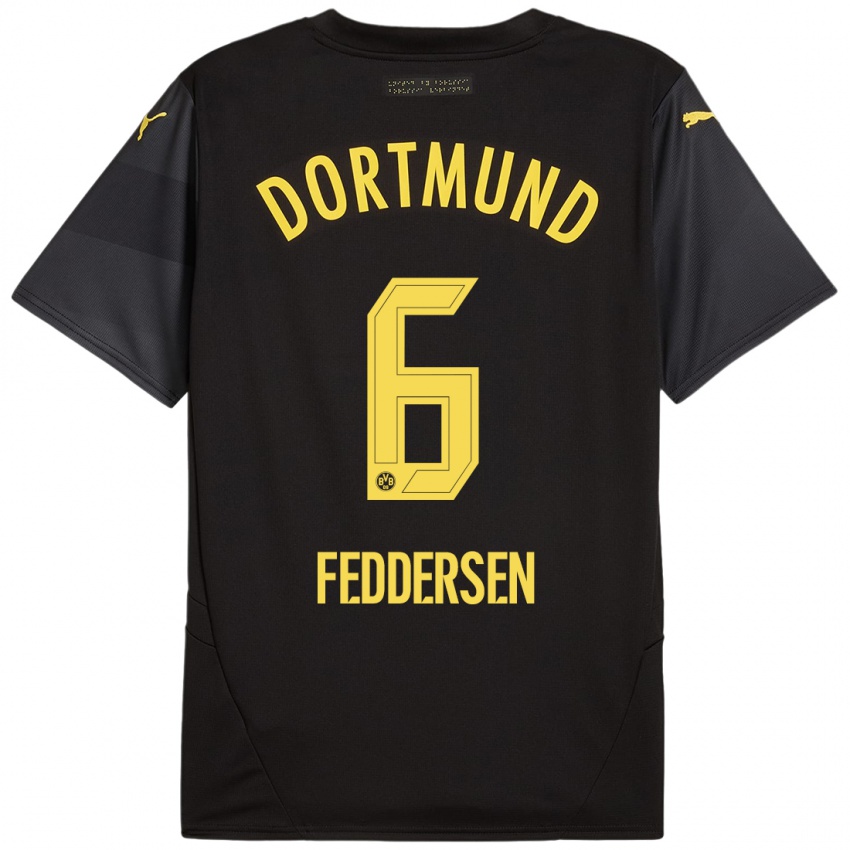 Criança Camisola Jonas Feddersen #6 Amarelo Preto Alternativa 2024/25 Camisa