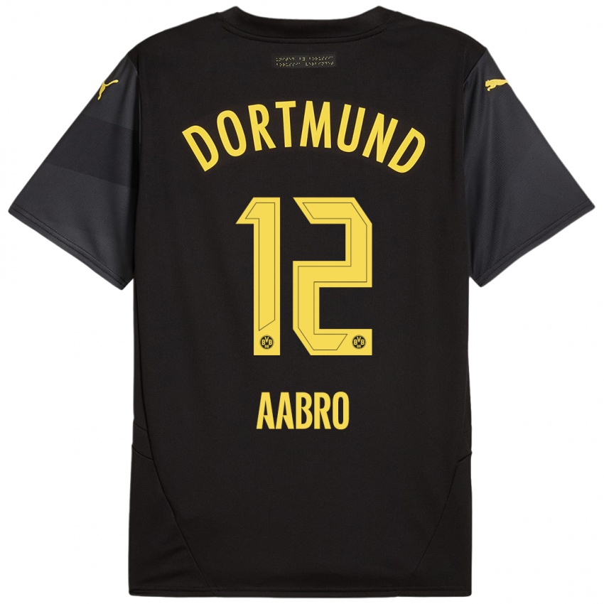 Criança Camisola Gustav Aabro #12 Amarelo Preto Alternativa 2024/25 Camisa