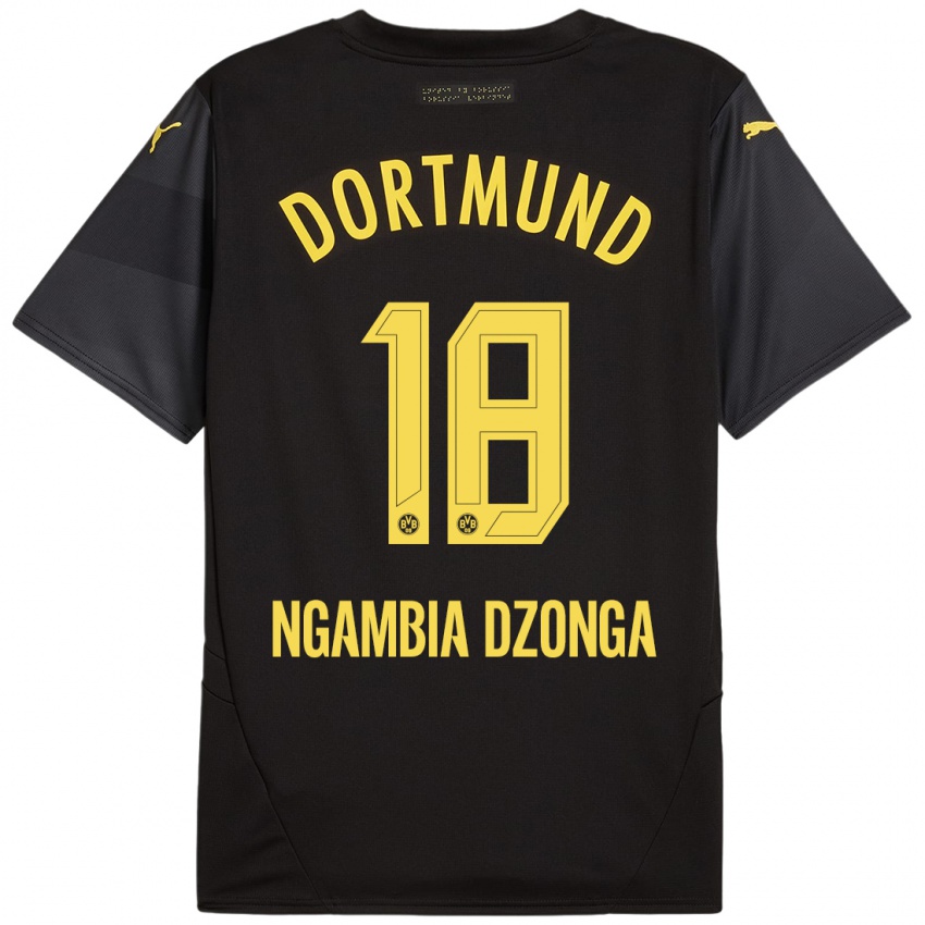 Criança Camisola Diego Ngambia Dzonga #18 Amarelo Preto Alternativa 2024/25 Camisa