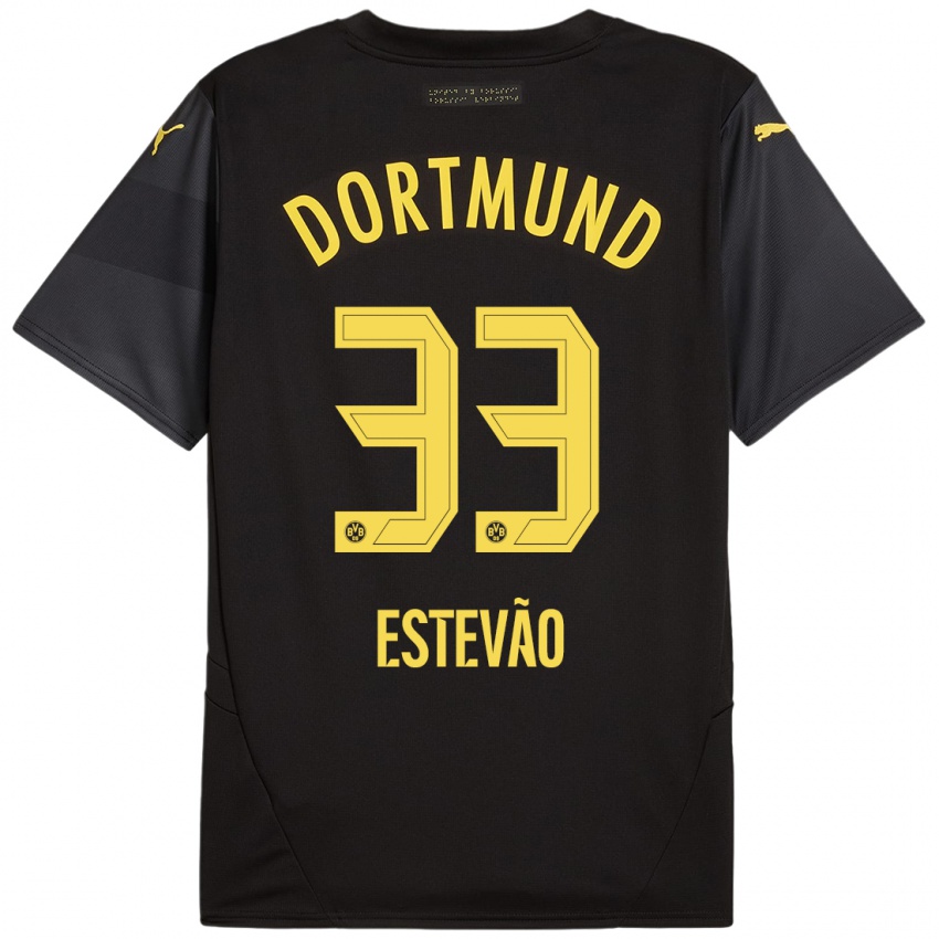 Criança Camisola Tiago Estevão #33 Amarelo Preto Alternativa 2024/25 Camisa