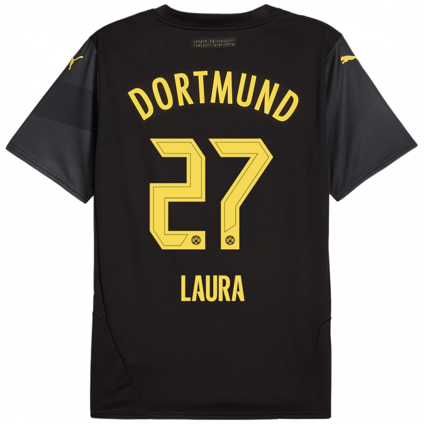 Criança Camisola Van Der Heijden Laura #27 Amarelo Preto Alternativa 2024/25 Camisa