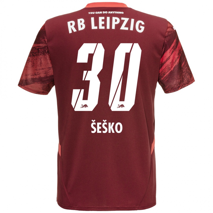 Criança Camisola Benjamin Sesko #30 Borgonha Alternativa 2024/25 Camisa