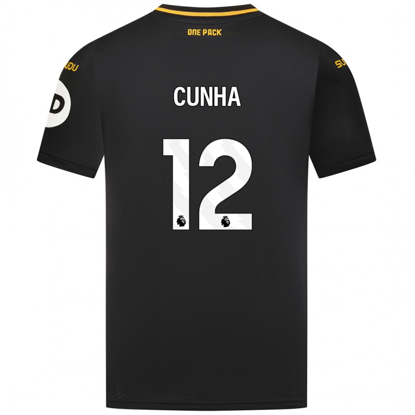 Criança Camisola Matheus Cunha #12 Preto Alternativa 2024/25 Camisa