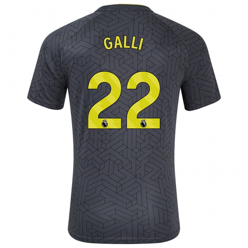 Criança Camisola Aurora Galli #22 Amarelo Preto Alternativa 2024/25 Camisa