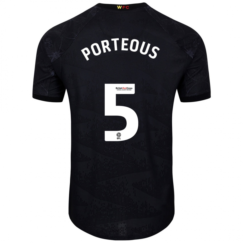 Criança Camisola Ryan Porteous #5 Preto Branco Alternativa 2024/25 Camisa