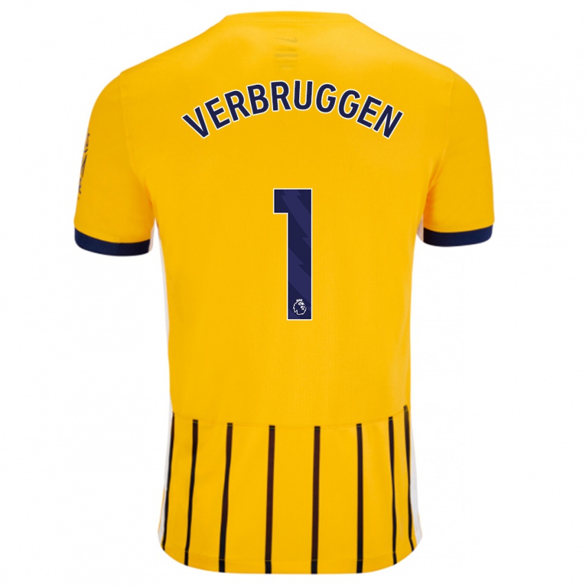 Criança Camisola Bart Verbruggen #1 Azuis Dourados Alternativa 2024/25 Camisa