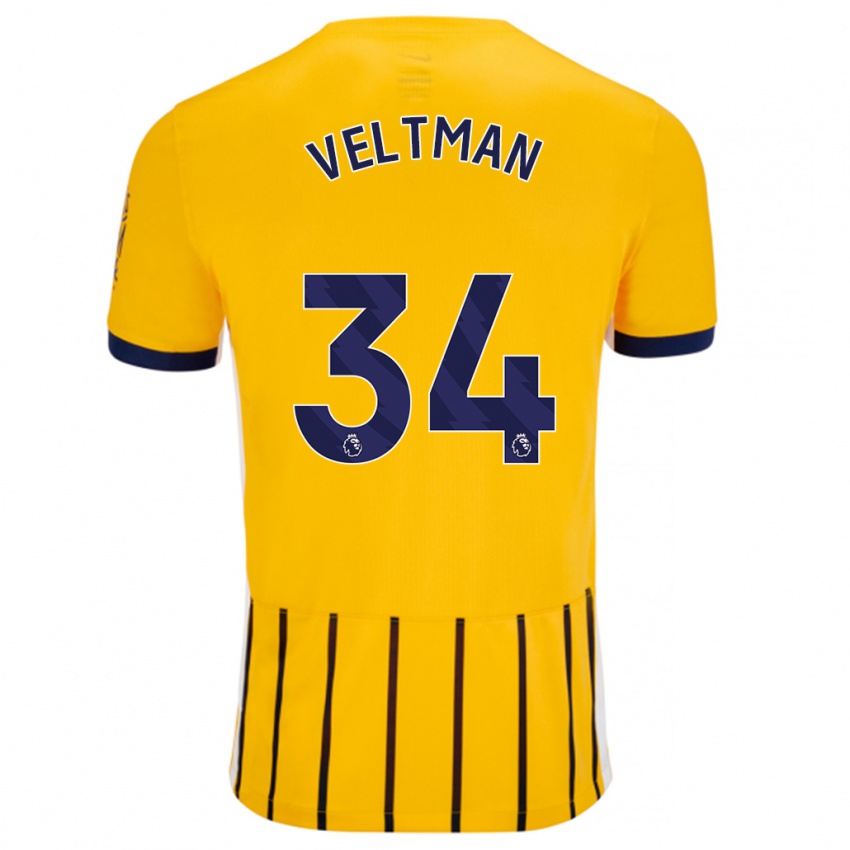 Criança Camisola Joël Veltman #34 Azuis Dourados Alternativa 2024/25 Camisa