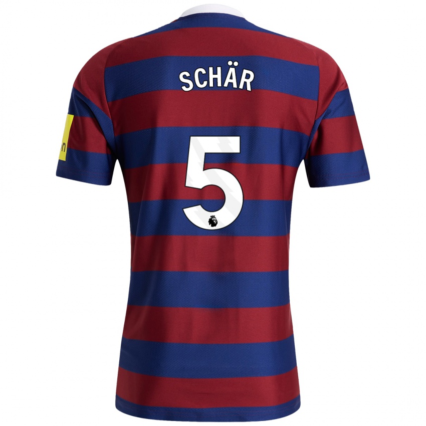 Criança Camisola Fabian Schär #5 Bordeaux Azul Marinho Alternativa 2024/25 Camisa