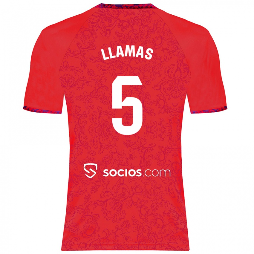 Criança Camisola Eva Llamas Hernández #5 Vermelho Alternativa 2024/25 Camisa