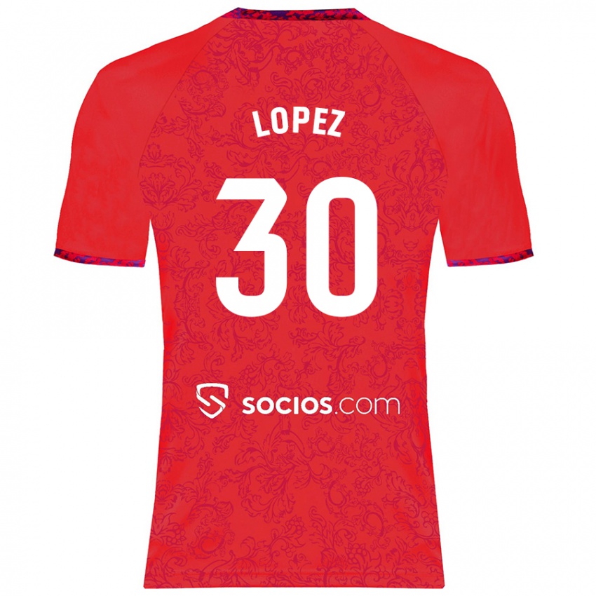 Criança Camisola Alba López #30 Vermelho Alternativa 2024/25 Camisa