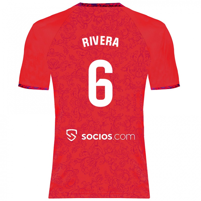 Criança Camisola Pablo Rivera #6 Vermelho Alternativa 2024/25 Camisa