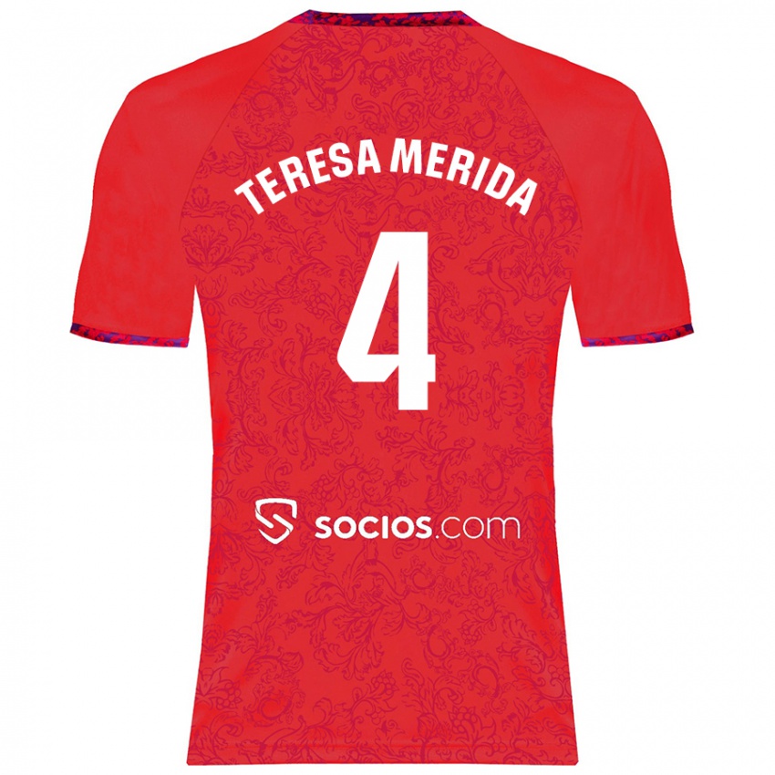 Criança Camisola Teresa Merida #4 Vermelho Alternativa 2024/25 Camisa