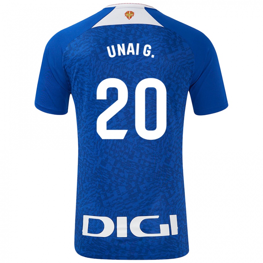 Criança Camisola Unai Gómez #20 Azul Real Alternativa 2024/25 Camisa