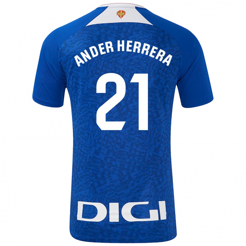 Criança Camisola Ander Herrera #21 Azul Real Alternativa 2024/25 Camisa