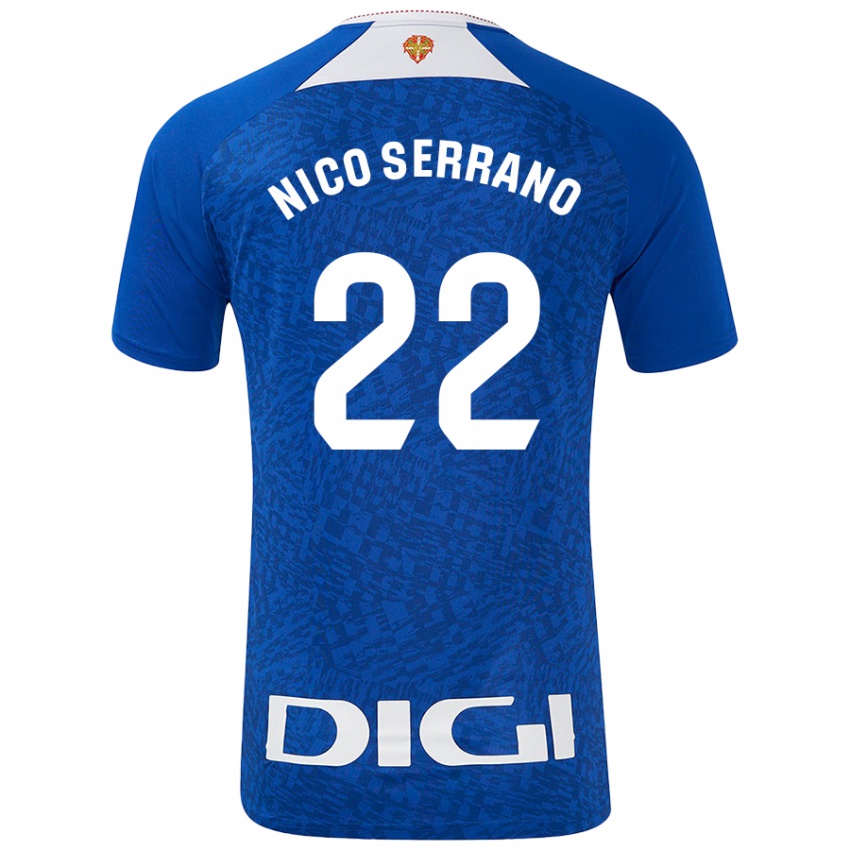 Criança Camisola Nico Serrano #22 Azul Real Alternativa 2024/25 Camisa