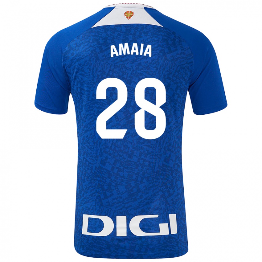 Criança Camisola Amaia Martinez De La Peña #28 Azul Real Alternativa 2024/25 Camisa