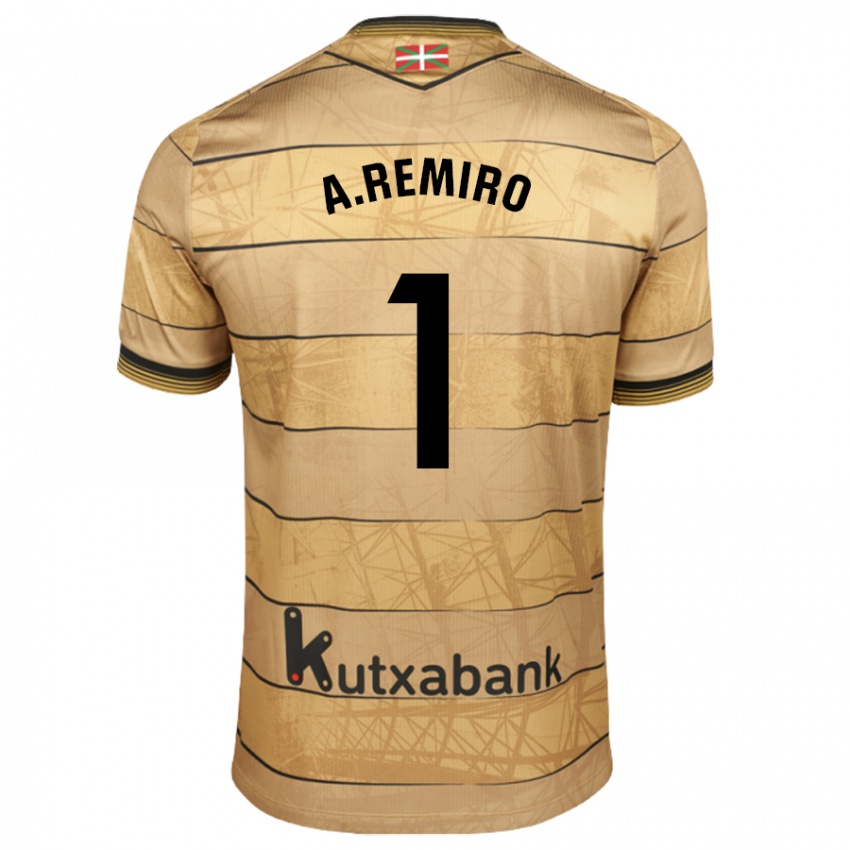 Criança Camisola Álex Remiro #1 Castanho Alternativa 2024/25 Camisa