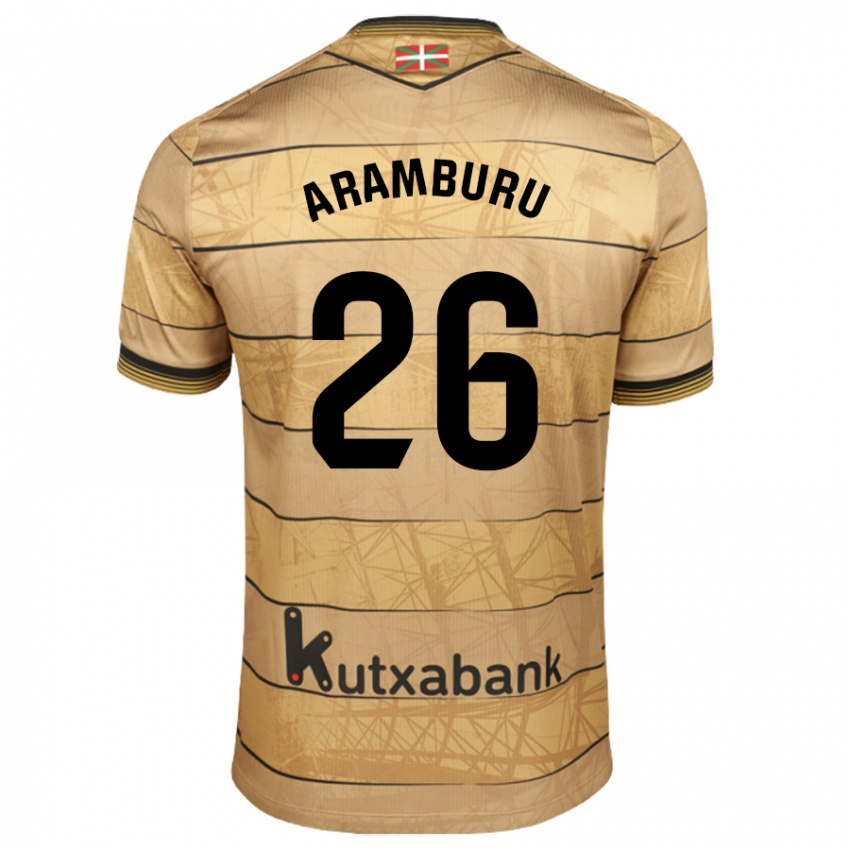 Criança Camisola Jon Aramburu #26 Castanho Alternativa 2024/25 Camisa