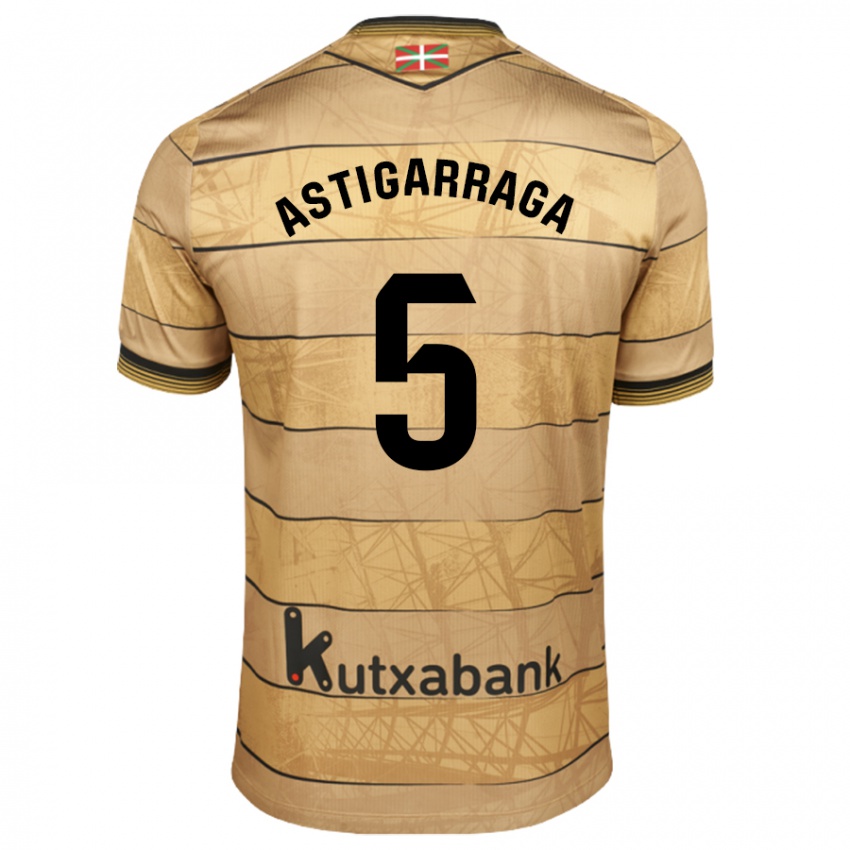 Criança Camisola Eneko Astigarraga #5 Castanho Alternativa 2024/25 Camisa