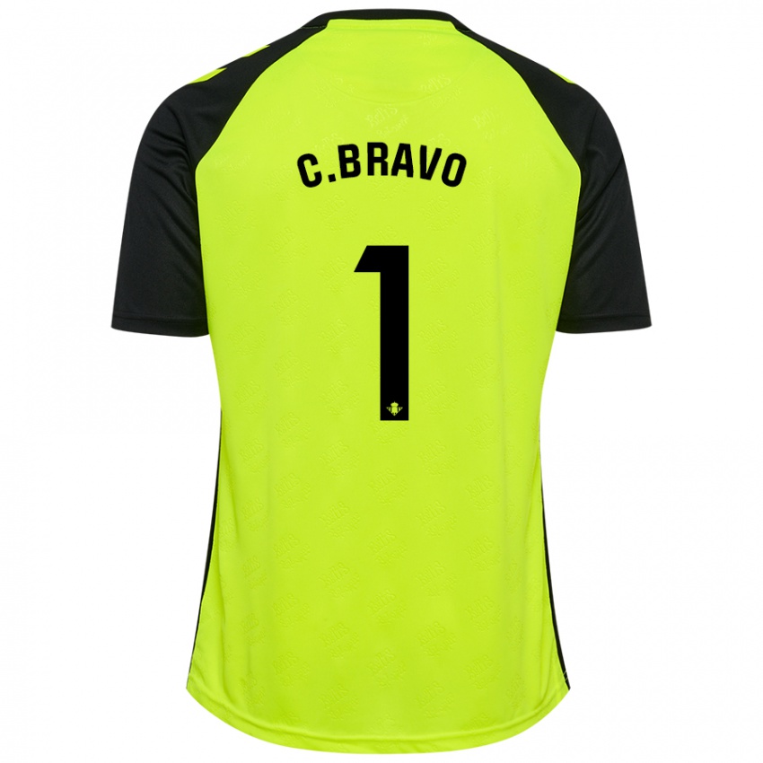 Criança Camisola Claudio Bravo #1 Preto Amarelo Fluorescente Alternativa 2024/25 Camisa