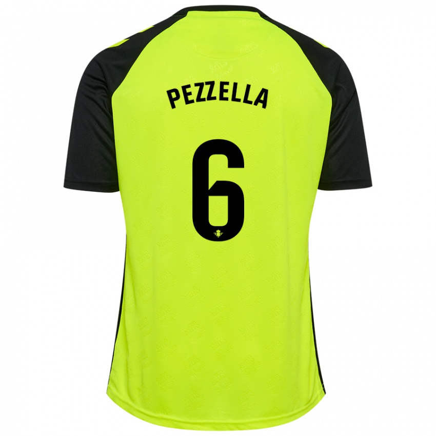 Criança Camisola Germán Pezzella #6 Preto Amarelo Fluorescente Alternativa 2024/25 Camisa