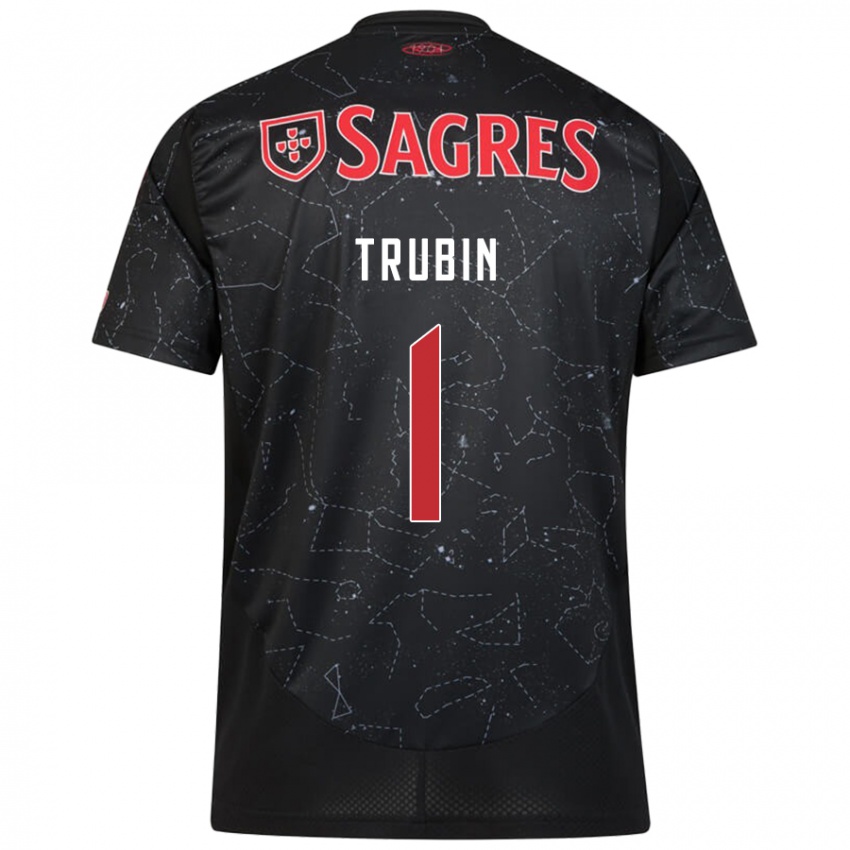 Criança Camisola Anatoliy Trubin #1 Vermelho Preto Alternativa 2024/25 Camisa