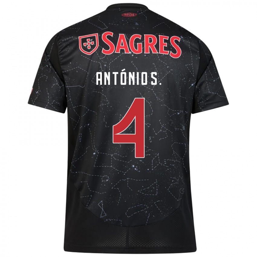 Criança Camisola António Silva #4 Vermelho Preto Alternativa 2024/25 Camisa