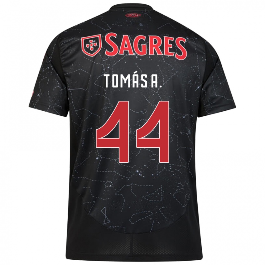 Criança Camisola Tomás Araújo #44 Vermelho Preto Alternativa 2024/25 Camisa