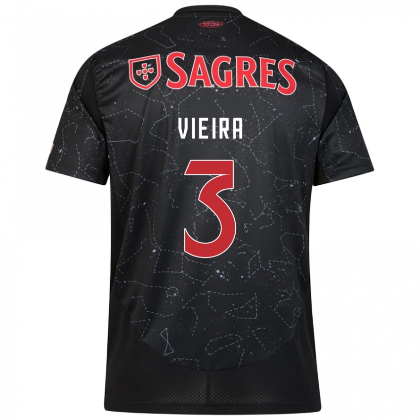 Criança Camisola Miguel Vieira #3 Vermelho Preto Alternativa 2024/25 Camisa